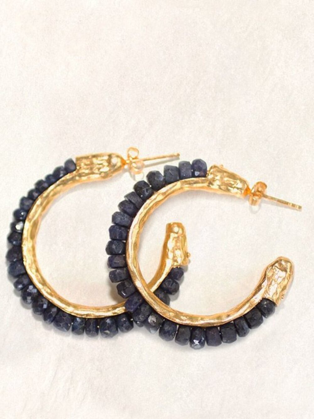 NWT Avindy Women's Gemstone and Vermeil Hoop Earrings Sapphire